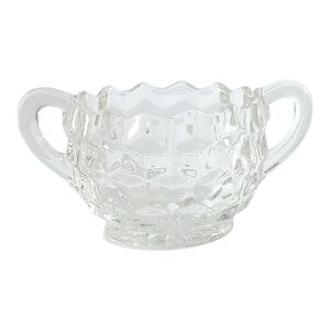Clear Pressed-Glass Two-Handle Sugar Bowl - Classic Glass Serveware